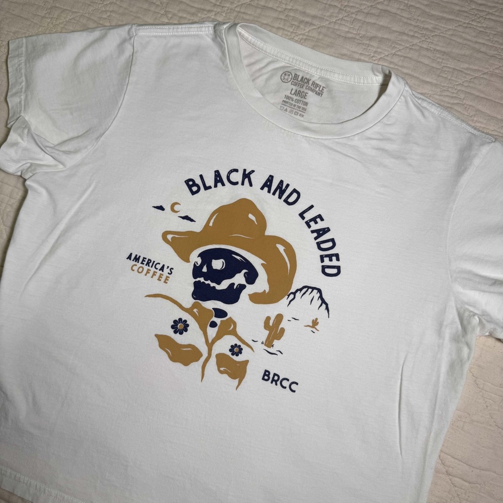 Womens Black Rifle Coffee Company BRCC‎ Skeleton Cowboy Tee White Large